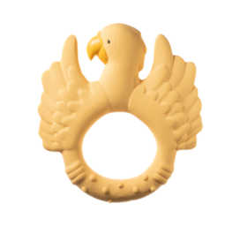 NATRUBA изготовленная вручную биоразлагаемая игрушка для прорезывания зубов и купания из натурального каучука без химикатов Попугай Жёлтый, 0+ лет