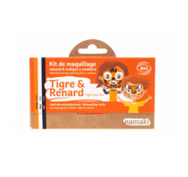Набор гипоаллергенных акварельных красок NAMAKI из натуральных ингредиентов с черным, оранжевым и белым цветами: лиса и тигр