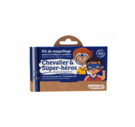 Набор гипоаллергенных красок для лица NAMAKI с натуральными ингредиентами синих, серебряных и чёрных цветов: рыцарь и супергерой.