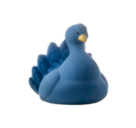 Ручная работа NATRUBA из биоразлагаемого натурального каучука без химических добавок, прорезыватель и игрушка для купания "Синяя Плавающая Павлинья", от 0+ лет