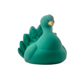 Ручной работы прорезыватель и игрушка для ванны из биоразлагаемого натурального каучука без химических добавок от NATRUBA, плавающий зелёный павлин, 0+ лет