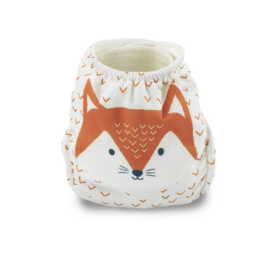 Гипоаллергенный и высоко абсорбирующий карманный подгузник KIT and KIN ECONYL с сердечником из древесной целлюлозы и конопли, с узором лисы.