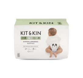 Гипоаллергенные подгузники KIT and KIN без латекса и хлора с застёжками и дизайном с пандой и мышкой, размер 2 (4-8 кг), 38 шт.
