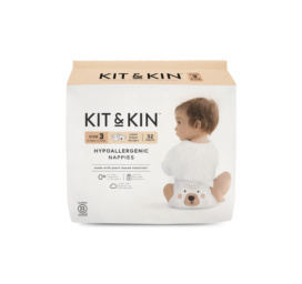 Гипоаллергенные подгузники KIT и KIN без латекса и хлора с липучками, с рисунком медведя и кролика, размер 3 или 6-10 кг, 32 шт.