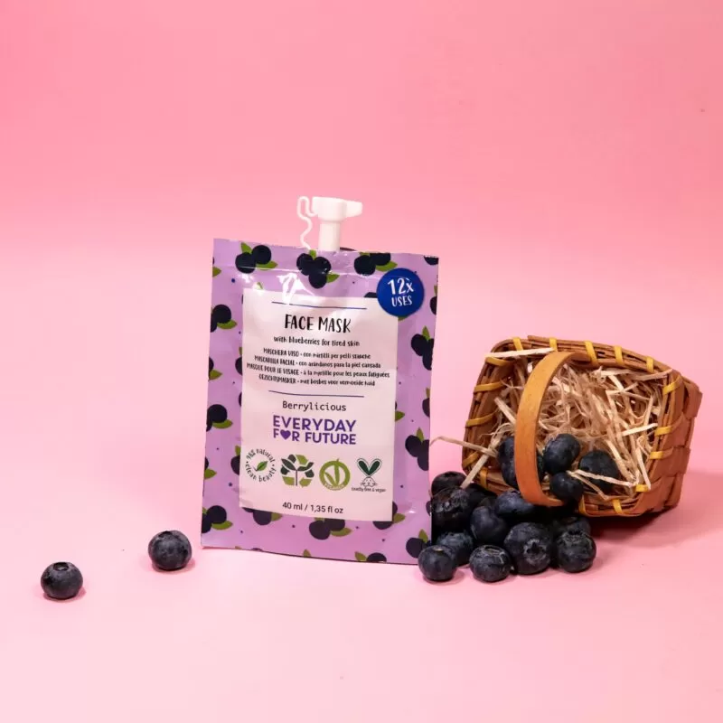 EVERYDAY FOR FUTURE Berrylicious омолаживающая маска для лица для уставшей и стареющей кожи с экстрактом семян подсолнуха, касторовым маслом и экстрактом листьев черники, 40 мл — изображение 2
