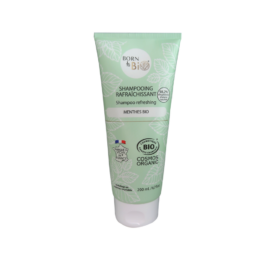 Органический освежающий и очищающий шампунь для жирных волос с мятой и перечной мятой BORN TO BIO, 200 мл