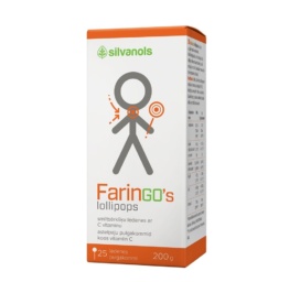 Леденцы FARINGO с облепихой и витамином C для успокоения раздражения горла и увлажнения слизистых оболочек, 25 штук в упаковке.