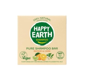 Твёрдый шампунь HAPPY EARTH 100% натуральный для сухих и повреждённых волос с ароматом апельсина и лайма, 70 г