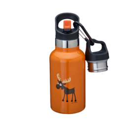Термос-бутылка с функцией питья через соломинку CARL OSCAR 2 в 1 из нержавеющей стали с изображением лося ОРАНЖЕВАЯ, 350 мл