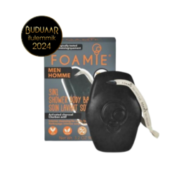 FOAMIE 3 в 1 твердые мыло-шампунь-гель для душа для мужчин с углём и маслом какао "What a man", 90 г