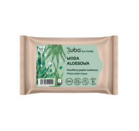 Водорастворимая увлажненная туалетная бумага LUBA ECO FAMILY с алоэ вера, 50 шт.