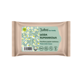Влажная туалетная бумага LUBA ECO FAMILY на водооснове с экстрактом ромашки, 50 шт.