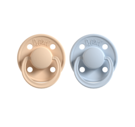 Пустышки из натурального каучука REBAEL Mono миндального / крохотного небесного цвета, размер 0-6 месяцев, 2 штуки в упаковке.