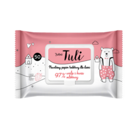 LUBA Компостируемая влажная туалетная бумага с ароматом клубники, молочной кислотой и 97% воды, 50 шт