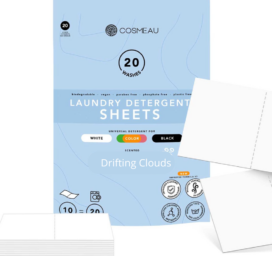 Биодеградируемые полоски для стирки одежды COSMEAU CLOUDS, 20 использований