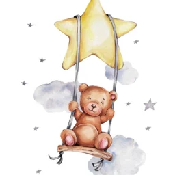 Детские настенные наклейки SIPO, медведь на качелях