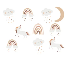 Наклейки на стену для детской комнаты SIPO, Бохо Радуга Единорог