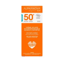 ALPHANOVA SUN SPF50 органический водостойкий солнцезащитный крем для лица с маслом жожоба и ароматом моной, 50 г