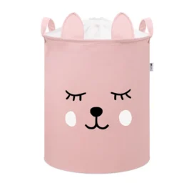 Корзина для хранения игрушек SIPO Premium с завязками Розовый Мишка, 43 л