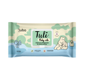 LUBA Tuli биоразлагаемые и компостируемые влажные салфетки с тремя ценными маслами растений – сладкого миндаля, хлопковых семян и примулы вечерней, 50 шт.