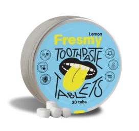 Таблетки для чистки зубов FRESMY Lemon в алюминиевой банке, 30 шт.