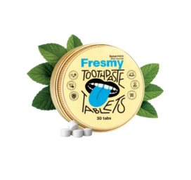 Таблетки зубной пасты FRESMY Raw Mint (с фтором) в алюминиевой банке, 30 шт.