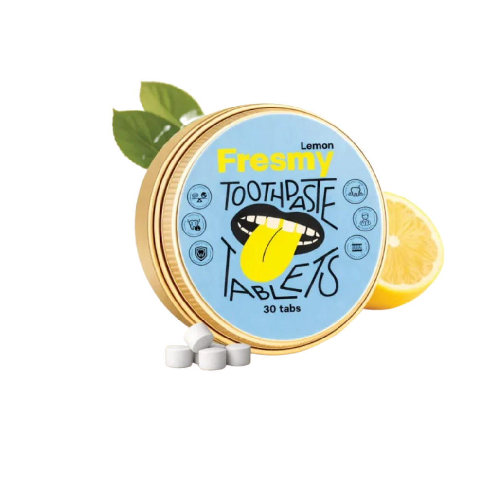 Таблетки для чистки зубов FRESMY Lemon в алюминиевой банке, 30 шт.