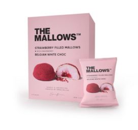 THE MALLOWS Зефир, наполненный клубникой и малиной, покрытый бельгийским белым шоколадом, 5 шт.