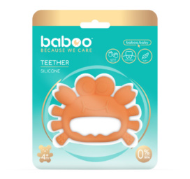 Игрушка-прорезыватель из силикона BABOO "Краб", для детей от 4 месяцев, оранжевая