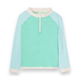 Купальная футболка KIETLA ICONIC с УФ-защитой уровня UPF 50+ и УФ-индикатором для детей 6-8 лет, ЗЕЛЕНЫЙ СИНИЙ