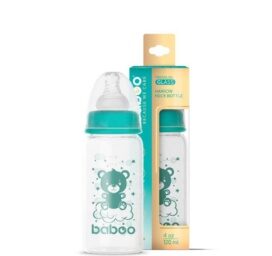 Антиколиковая бутылочка для кормления BABOO из боросиликатного стекла с узким горлышком, 0+ месяцев, 120 мл