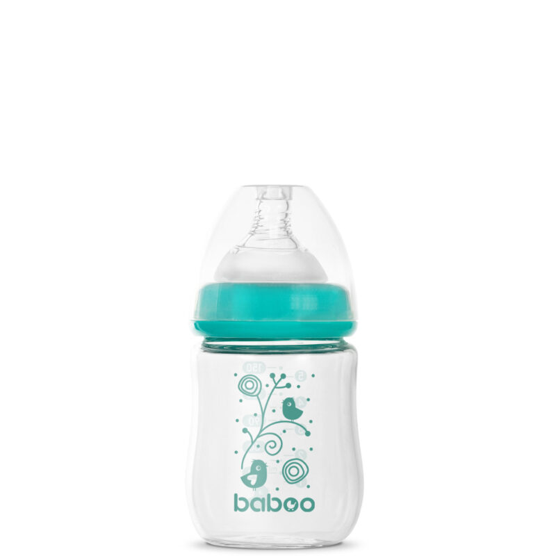 Антиколиковая бутылочка для кормления BABOO с широким горлышком из боросиликатного стекла, 0+ месяцев, 150 мл — изображение 3