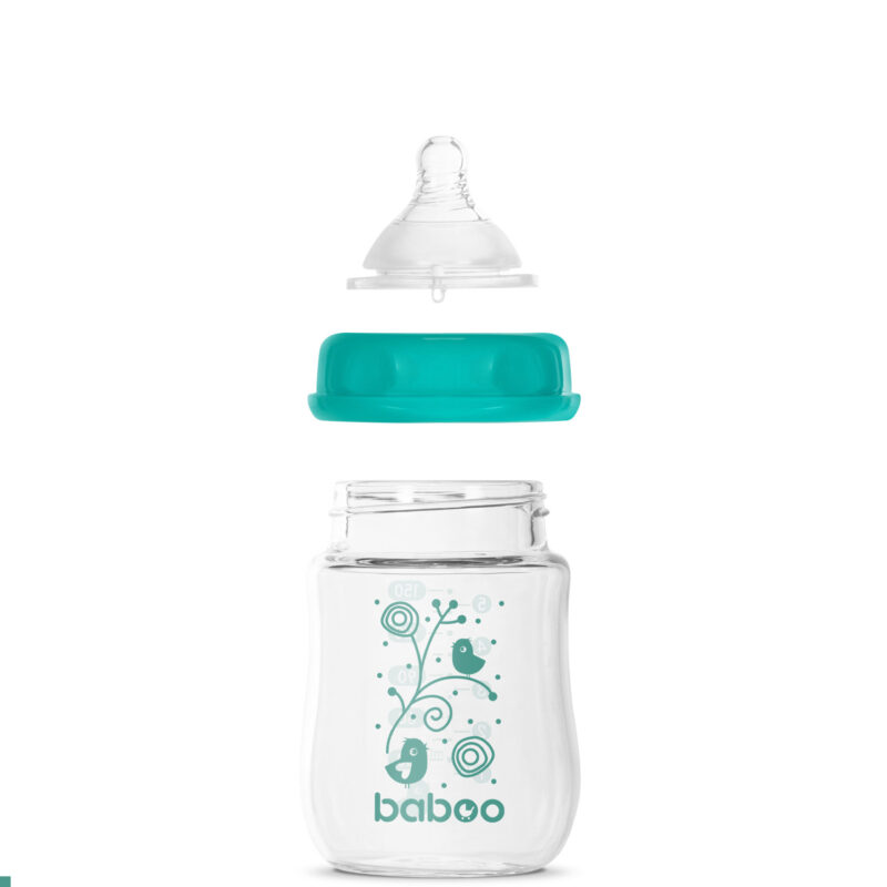 Антиколиковая бутылочка для кормления BABOO с широким горлышком из боросиликатного стекла, 0+ месяцев, 150 мл — изображение 4
