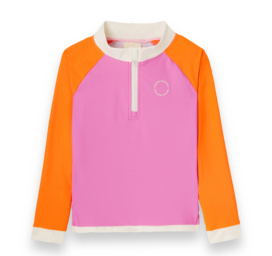 Купальная футболка KIETLA ICONIC с УФ-защитой UPF 50+ и УФ-сенсором для детей 6-8 лет, РОЗОВО-КРАСНАЯ