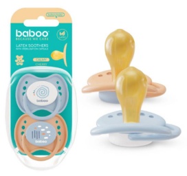 Соска-пустышка из латекса BABOO Calmy круглой формы, цвет Blue Haze, для детей от 6 месяцев, 2 шт.