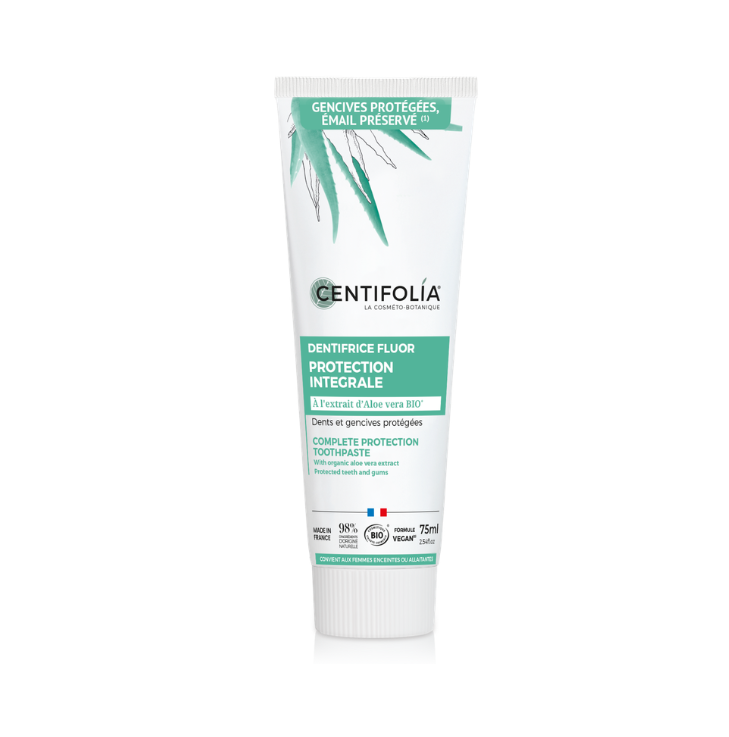 Зубная паста CENTIFOLIA Complete Protection с успокаивающим и защитным действием, с алоэ вера и фтором (1450 ppm), 75 мл