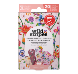 WILD STRIPES Classic Sensitive Vintage Flowers — весёлые и безопасные для кожи пластыри для чувствительной кожи, 20 шт.