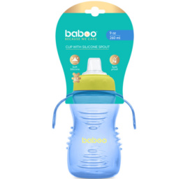 Силиконовая чашка-поильник Baboo с питьевым носиком, синяя, от 6 месяцев, 260 мл