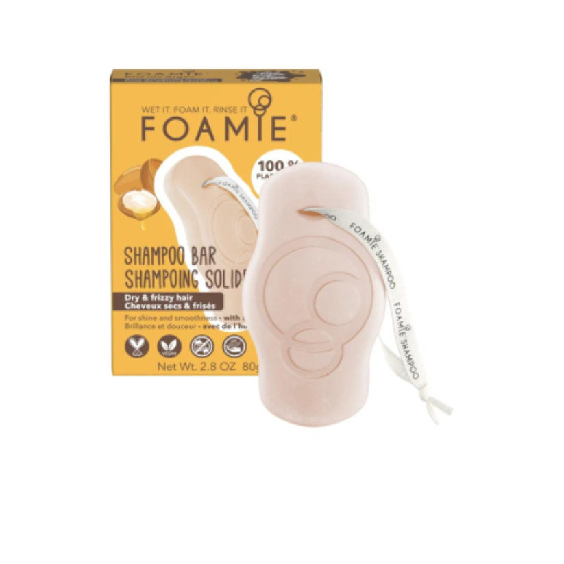 FOAMIE Kiss Me Argan твёрдый шампунь для сухих и пушащихся волос с аргановым и манговым маслом, 80 г