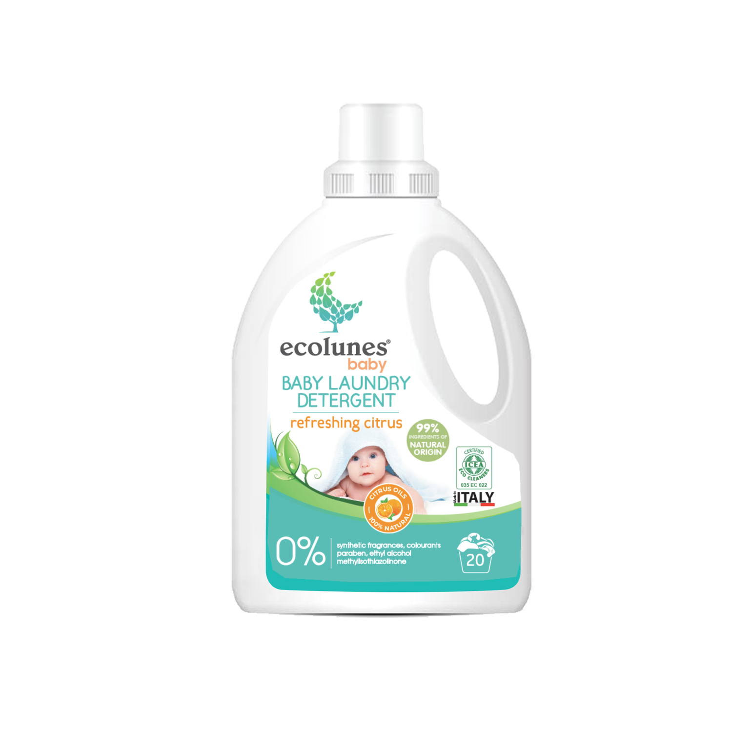 ECOLUNES Friendly Organic освежающее средство для стирки детского белья с цитрусовым ароматом, 1000 мл