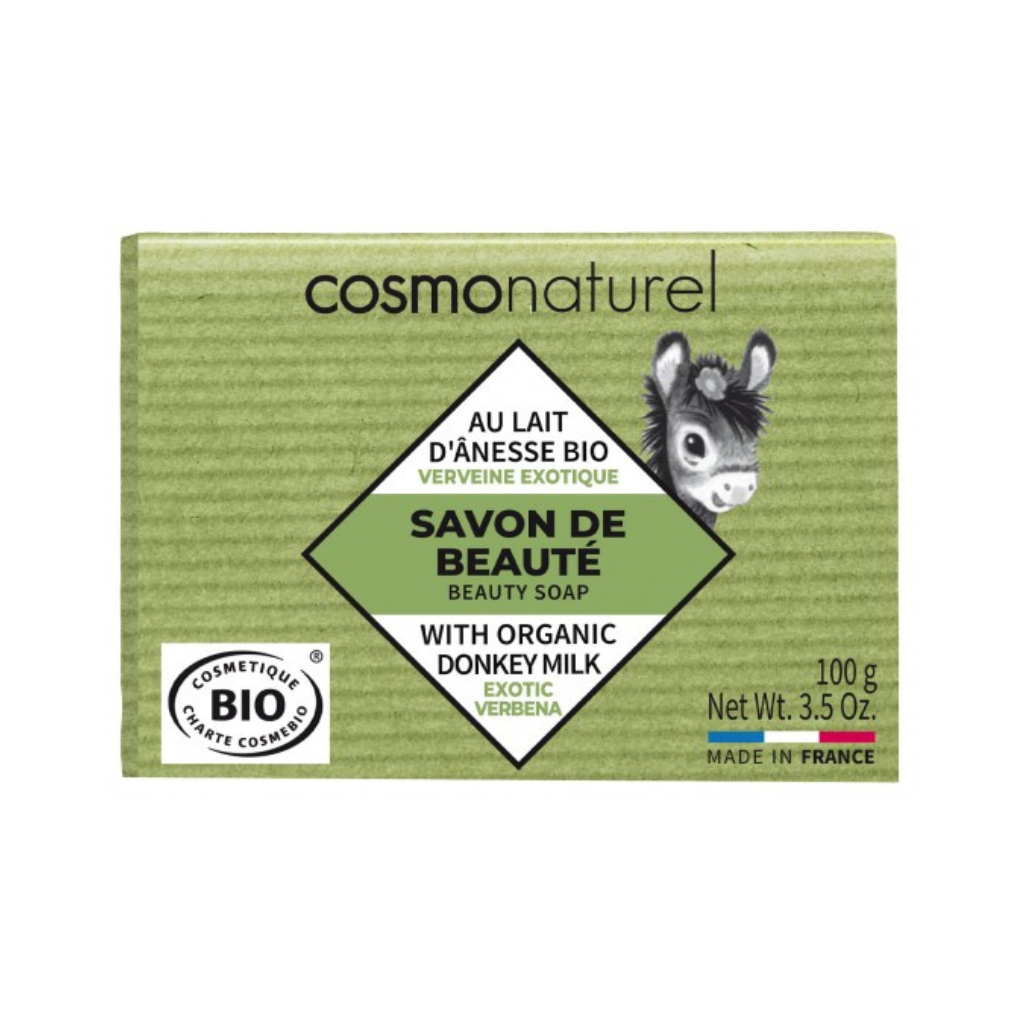COSMA NATURAL Твёрдое мыло с органическим ослиным молоком и эфирным маслом вербены, 100 г