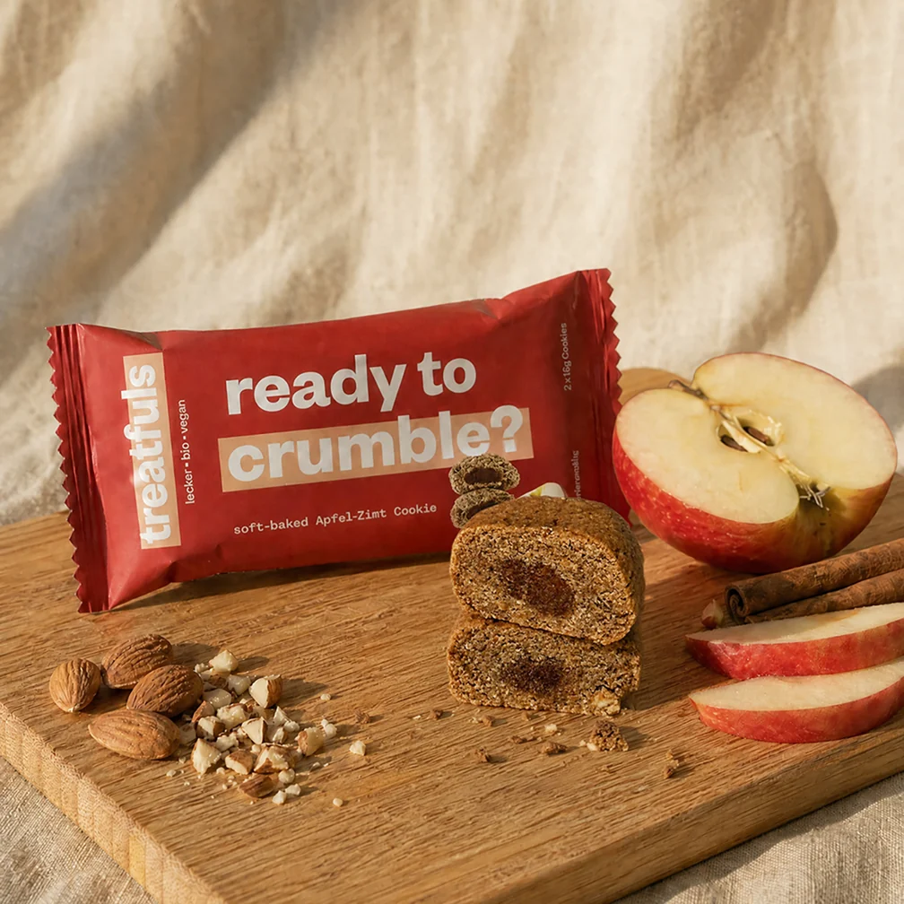 TREATFULS Полусырые овсяные печенья с яблоком и корицей, готовые к крошению, 2 x 18 г — изображение 2