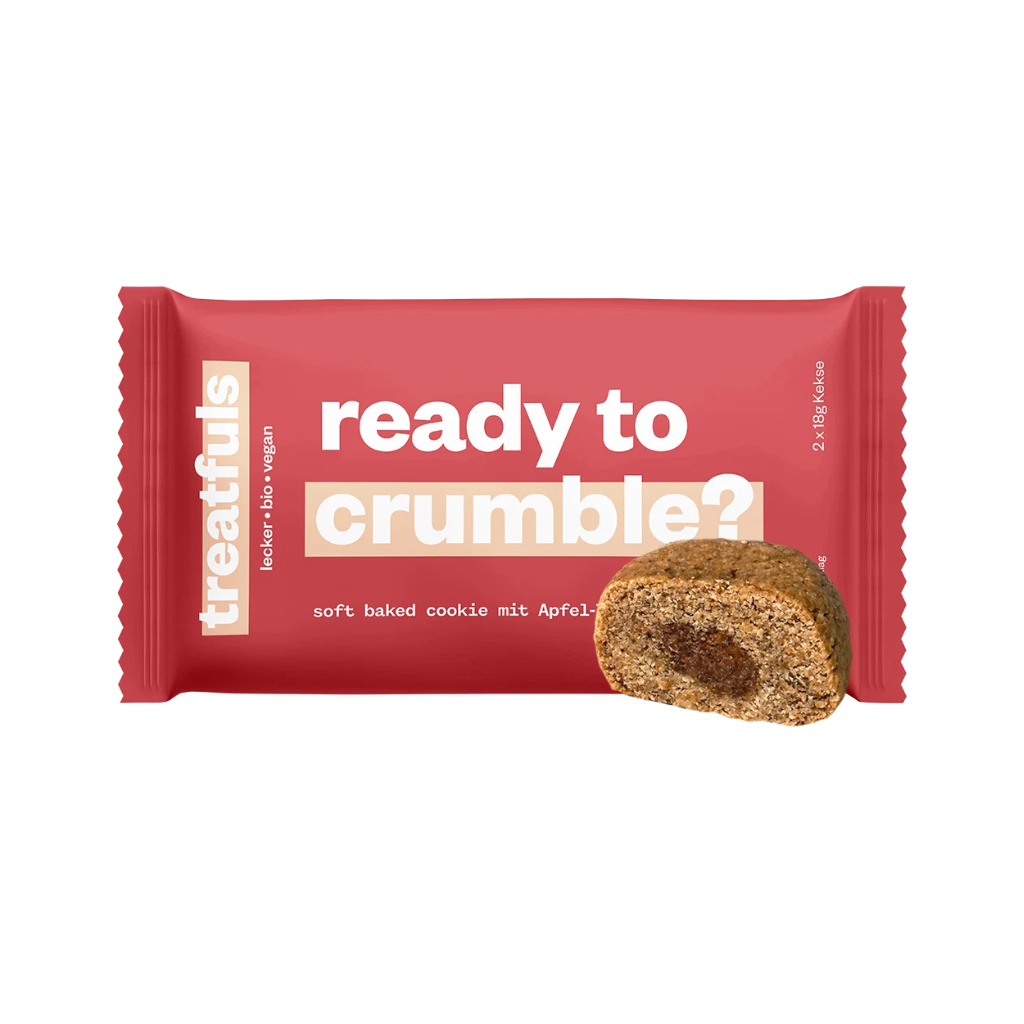 TREATFULS Полусырые овсяные печенья с яблоком и корицей, готовые к крошению, 2 x 18 г