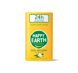 HAPPY EARTH 100% натуральный твёрдый дезодорант с ароматом жасмина и хо-вуда, 40 г