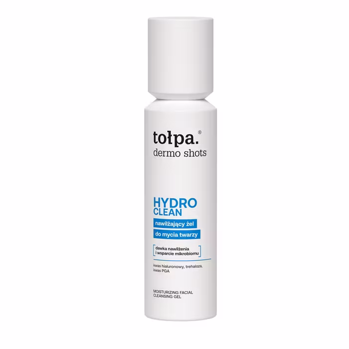 TOŁPA Dermo Shots HYDRO CLEAN увлажняющий очищающий гель для лица с гиалуроновой кислотой и глицерином, 120 мл