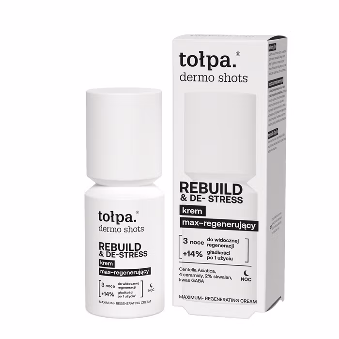 TOŁPA Dermo Shots REBUILD & DE-STRESS интенсивно восстанавливающий ночной крем с CICA и церамидами, 50 мл